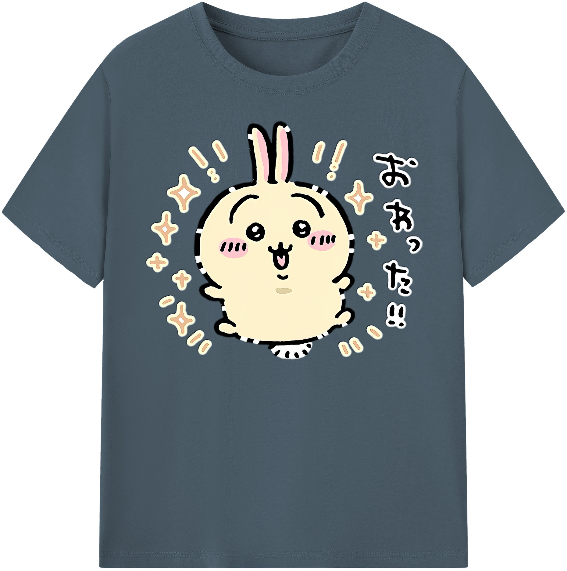 （画像用） ちいかわ うさぎ Chii-kawa usagi 綿100％半袖Tシャツ（フロントプリント）